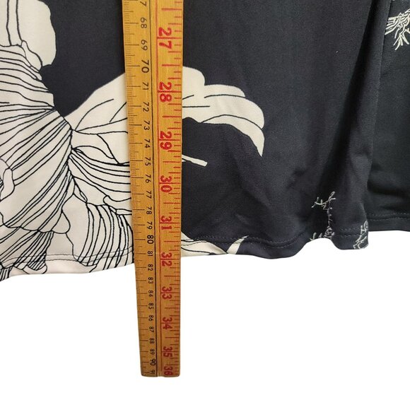 Clara Sun Woo Womens Black Cream Floral High-Low Tunic Top Small USA Made New - Picture 7 of 7